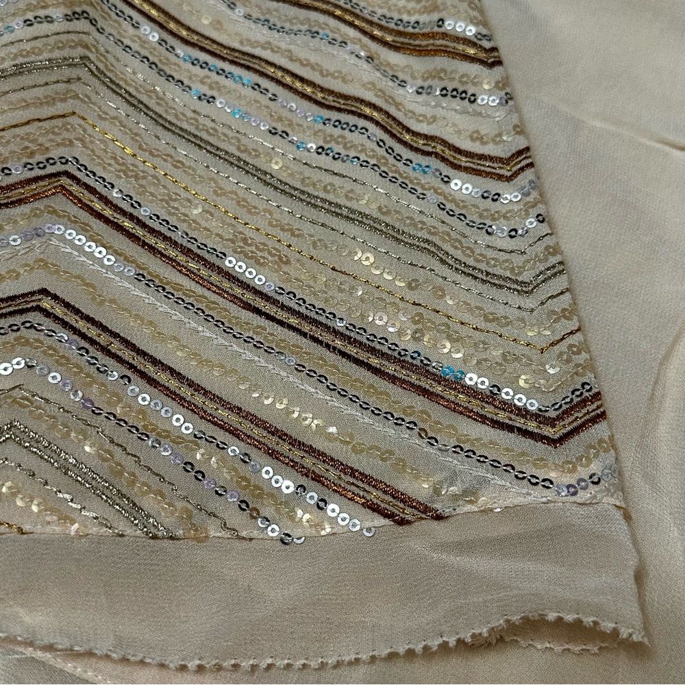 Liz Claiborne Gold Bronze Sequin Embellished Tank Top Chevron Mermaid Shimmer - Picture 5 of 8